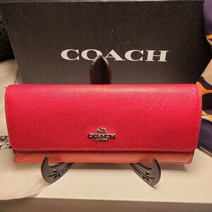 Coach Red and Orange Women's Bag Snap Wallet GUC